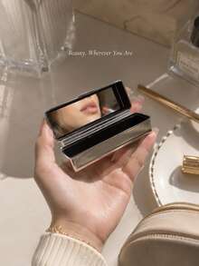 1pc 2-In-1 Storage & Makeup Mirror, Luxury Full Rhinestone Metal Rectangular Compact Mirror With Flocked Lining, Portable Small Mirror For Girls' Daily Commute And Touch-Ups, Christmas Valentine's Day Birthday Gift - Multicolor - View 5