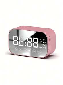 AKKHOO Multifunctional Mini Bluetooth Speaker Alarm Clock, Mirror Display Dual Alarm, FM Radio Portable Student Bedside Clock - one-size - View 14