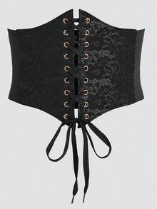1pc Women's Black Lace Waist Cincher, Sexy Gothic Style Suitable For Halloween Party Or Daily Commute Outfit - Black - View 11