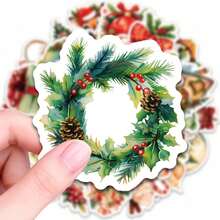 50pcs PP-Mj24 Tree Root Christmas Stickers, Diverse Designs, Enhance Thinking And Creative Action Ability, Art Supplies, Children's Sticker Toys - Multicolor - View 4