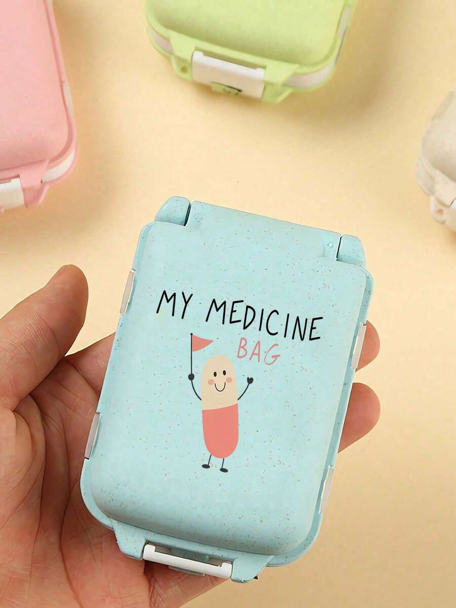 Cute Pill Pattern Small Pill Box, Portable Minimalist Pill Box With 3 Compartments, Suitable For Home And Travel, Portable Travel Mini Pill Box, Waterproof And Moisture-Proof Pill Box, Suitable For Storing Pills, Pill Rings And Other Small Items, Wedding Bride Gift, Mother Gift, Birthday Gift, Holiday Souvenir, Back To School Gift, Graduation Gift - Multicolor - View 1