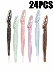 30/24/12/6/3pcs Portable Eyebrow Trimmer Set, Ergonomic Handle Body Hair Remover, Shaver With Anti-Scratch Blade Guard, Beauty Tool - Multicolor - View 7