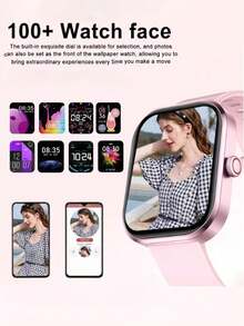 1 pieza Smartwatch con pantalla HD, con pantalla curva LED de alta definición a color, compatible con varios idiomas, función de llamada, función de notificación y batería de gran capacidad de 180mAh - Beis - Ver 7
