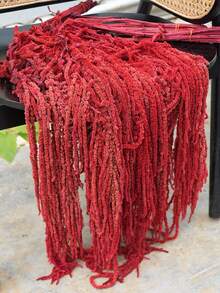1/2/3/4/5pcs Artificial Hanging Amaranth Flowers, Floral Art, Hanging Floral Decor, Wedding Arch Decoration, Background Decoration - Red - View 5