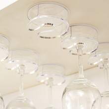 Clear Under Cabinet Wine Glass Rack, Hanging Stemware Holder, No Screws No Drilling Red Wine Glass Storage Organizer, 6pcs Set - 6-pack - View 9