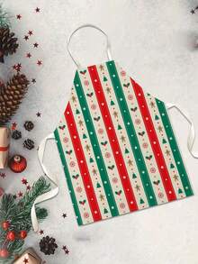 1PC Christmas Pattern Single-Sided Printed Apron, Unisex Home Kitchen Halter Tie Apron, Home Decor Kitchen Cooking Anti-Stain Apron - Multicolor - View 1
