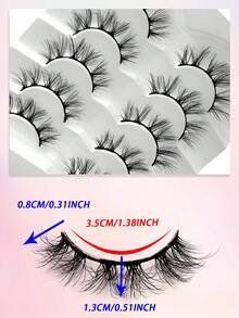 ENCHUW 5對裝 3D蓬鬆加厚捲翹自然感假睫毛，適合節日派對使用 - 黑色 - 查看 2