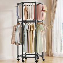 Perchero Organizador de Ropa con Ruedas, 70 x 36 x 175 cm, Doble Espacio para Colgar Prendas, Ideal para Recámara, Vestidor o Entrada, Diseño Moderno y Compacto, Movilidad Fácil para Organizar Camisas, Vestidos, Pantalones, Abrigos y Accesorios, Solución Práctica para Mantener tu Hogar Ordenado para Hogar Mexicano - Blanco - Ver 7