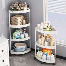 1pc Modern Minimalist Triangle Storage Cart With Wheels And Handle, Suitable For Bathroom And Kitchen Storage, Space-Saving, Corner Placement - Multicolor - View 7