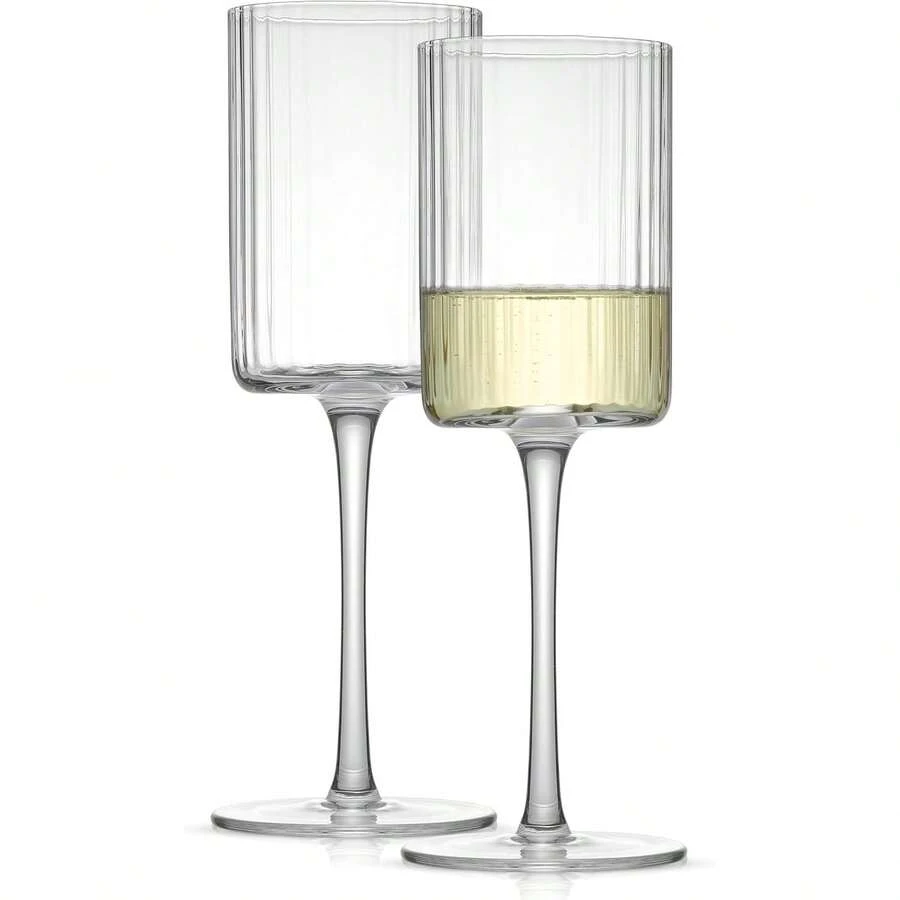 12/6/2/1pc Acrylic Plastic Transparent Striped Cylindrical Stemmed Glasses, Suitable For Friends Gathering, Wedding, Banquet, Holiday, Birthday Party - View 1