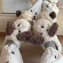 XIXITIAO Cute Dog Slippers, Winter Indoor Warm Half‑Heel Plush Maternity Slippers With Soft Sole - Off-white - View 7
