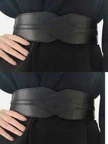 1 件女士黑色简约菱形装饰束腰带，适合万圣节派对或日常装扮 - 黑色 - 查看 12