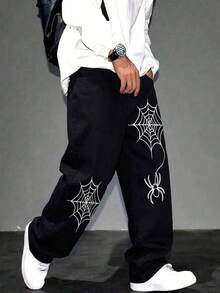 Boys Fashion Casual Black Loose Straight Leg Elastic Waist Denim Jeans - Black - View 5