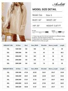 Acelitt Autumn/Winter Plus Size Women's Solid Color Knit Textured Cold Shoulder Plus Size Sweater Dress - Apricot - View 6