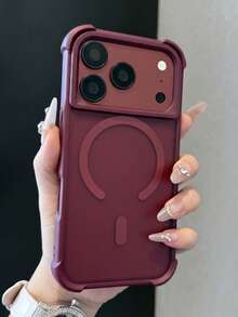 1pc Luxury Matte Clear Four-Corner Skin-Feel Magnetic Phone Case Compatible With IPhone 18 Pro Max 17 Pro Max AIR 16 15 14 13 12 11 Pro Max Plus Soft Silicone Back Cover - Burgundy - View 2