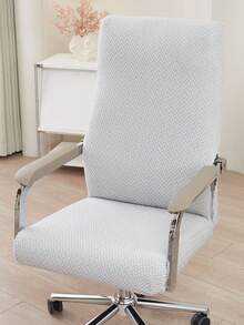 1pc Jacquard Office Chair Cover Elastic Computer Desk Office Chair Covers Universal Desk Rotating Chair Slipcovers Suitable For Study Gaming Chair Removable Washable Soft Fit Anti-Dust Protector Cover With Zipper - Light Grey - View 6