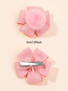 10pcs Girls Multi-Color Plush Ball Fabric Flower 5-Petal Hair Clips Duck Mouth Clips Hair Accessories For Daily Use - Multicolor - View 5
