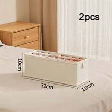 1pc White Foldable Sock Storage Box, Fabric Organizer Bin With Dust Cover, Baby Essentials, Newborn Supplies, Storage Organizer - Multicolor - View 10