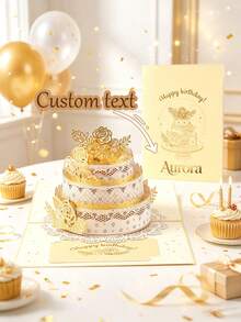 Customized Greeting Card With Gold Balloons And Floral Design, Personalized Birthday Card For Men, Women, Friends, Family, Party, Celebration, Perfect Gift, Elegant, Luxurious, Fashionable, High Quality, Vibrant, Decorative - Single Piece - View 8