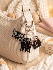 1pc/6pcs Norwegian Black Metal Band Aesthetic Acrylic Keychains, Classic Logo And Member Designs Including Band Gothic Logo, Band Four-Member Group Photo, Classic Album, Lead Singer Corpse Paint Performance, Duo Photo Asymmetrical Pattern Pendant, Backpack And Car Key Accessories, Black Metal Music Fans And Heavy Metal Fans Gift - Multicolor - View 3