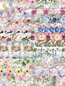 50PCS,Flowers Transparent Stickers,Scrapbook Supplies,PET Material,Creative And Aesthetic Design Sticker,Suitable For Mobile Phone Cases,Tablets,Mobile Phone,Laptops,Suitcases,Cars,Notebooks,Helmet,Guitar,Skateboard,Storage Box,Computer, - 50pcs - View 5