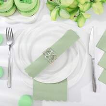 Sage Green Napkins, 2 Ply Scalloped Guest Towels For Bathroom Disposable Sage Green Decorative Dinner Party Napkins For Birthday, Wedding, BabyShower - Style 1 - View 2