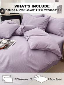3pcs Solid Color Duvet Cover Set, Ultra Soft Breathable Microfiber Double-Layer Gauze All-Season Bedding, Machine Washable Fade/Pill/Shrink-Resistant, Fresh INS Room Decor For King Queen Full Twin, Home Dorm Guest Room Vacation Rental Gift - Multicolor - View 2