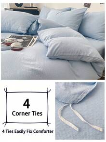 3pcs Solid Color Duvet Cover Set, Ultra Soft Breathable Microfiber Double-Layer Gauze All-Season Bedding, Machine Washable Fade/Pill/Shrink-Resistant, Fresh INS Room Decor For King Queen Full Twin, Home Dorm Guest Room Vacation Rental Gift - Multicolor - View 6