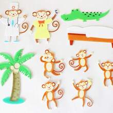 hoojojo 10 Pcs Five Little Monkeys Felt Story Set, Interactive Classroom Game Props, Montessori Learning Activity, Teacher Teaching Supplies, Back-To-School Essential - Multicolor - View 6