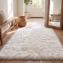 1pc Soft Bedroom Rug, Fluffy Non-Slip Plush Bedside Carpet, Living Room Rug, Suitable For Girls, Children, Babies, Teens, Dorm Home Decor, Bedroom, Living Room, Nursery Carpet, Easy To Maintain Home Decor - Beige - View 3