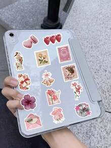 50PCS,Pink Heart Mobile Phone Stickers,PVC Material,Scrapbook Supplies,Creative And Aesthetic Design Sticker,Suitable For Mobile Phone Cases,Tablets,Laptops,Suitcases,Cars,Notebooks,Helmet,Guitar,Skateboard,Storage Box,Computer, - Multicolor - View 6