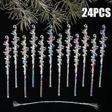 12/24/48pcs Transparent Icicle Pendant, Colorful Icicle Christmas Tree Decoration Pendant, Plastic Spiral Icicle Decoration Pendant, Christmas Decoration - Ice Bar - View 16