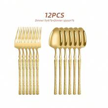 Conjunto de 12/24 peças de colher e garfo em aço inoxidável, talheres ...
