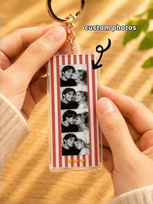 Personalized Photo Booth Acrylic Bar Keychain, Customized Couple Photo Pendant, Letter Heart Bag Strap, Gift For Best Friend - Multicolor - View 4