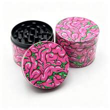 Premium Zinc Alloy Grinder - 50mm UV Printed Funny Pink Brain Cartoon Pattern, Efficient Herb Grinder, Vanilla Crusher, Suitable For Daily Use, Exquisite Gift For Men And Women, Christmas Gift Choice, Best Gift Option - View 2