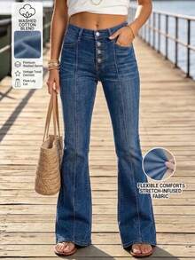 Jeans Wanita Slim Fit Seksi Kasual yang Dapat Dicuci - Modis dan Nyaman, Cocok untuk Berbagai Acara Musim Panas - Navy Blue - View 1