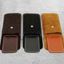 1pc Travel Watch Storage Bag, Portable Anti-Scratch Anti-Shock Premium Soft Suede Watch Organizer Pouch, Retro Minimalist Solid Color Rectangular Slim Snap Closure Fine Stitching Soft Lining Dust-Proof Watch Protection Storage Box, Business Travel Daily Carry Father's Day Birthday Gift - Multicolor - View 5