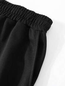 Camvyn Men's Casual Star Print Loose Fit Long Pants, Sporty Style For Summer - Black - View 4