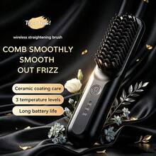 2-In-1 Straightening & Curling,Portable Wireless Hair Straightener Comb,Ceramic Coating Anti-Scald,For Home Use,Holiday Gifts,Holiday Essentials,Fast Heating,Suitable For Various Hair Types,Anti-Scald Design,Professional Styling Tool,Gift For Women - Multicolor - View 13