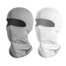 2-3pcs Balaclava Style Elastic Full Face & Neck Cover Mask, UV Protection, Breathable, Lightweight, Suitable For Cycling, Motorcycle Riding, Hiking, Running, Skiing And Other Outdoor Sports, Unisex - Grey + White - View 1