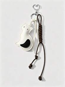 1pc Cartoon Multi-Color Leather Dog & Cat Handmade Braided Rope Keychain Bag Pendant - Multicolor - View 5