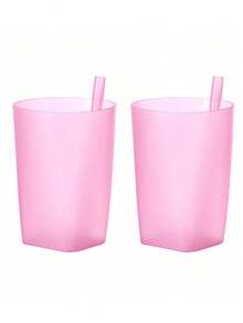 4pcs/Set Customized Plastic Water Cups With Built-In Straws, 12.17oz Portable Drinking Cups, Random Colors, Personalized Tumblers For Parties And Family Gatherings - Multicolor - View 26