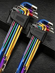 1 Set (9pcs) Medium/Long Ball End Colorful Premium Hex Key Wrench Set, Portable Case, Durable Industrial CRV Material, Suitable For Industrial/Home Repair, Installation And Other Work Environments, Easy Storage Multi-Function Wrench Set - A - View 2