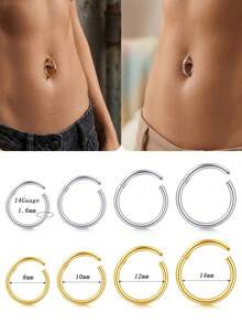 TOKRING 14G Clicker Belly Button Ring For Women Clicker Belly Rings Navel Rings ,Hoop Belly Piercing Clicker Oval, Belly Ring Reverse Navel Body Belly Piercing Jewelry - Multicolor - View 3