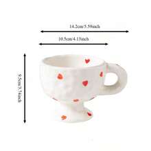 1pc Hand-Painted Textured Ceramic Tall Mug, Asymmetrical Pinched Texture Coffee Tea Cup, Cute Atmosphere Home Decor Water Cup, Perfect Gift Choice - Multicolor - View 13