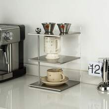 3-Tier Stainless Steel & Acrylic Countertop Shelf Organizer For Coffee Bar - View 5