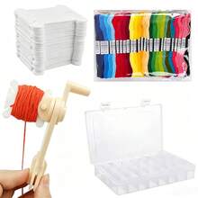 Plastic Embroidery Thread Spool, Transparent Thread Winding Card With Thread End Slot And Hanging Hole, Suitable For Cross Stitch, Embroidery, Sewing And Friendship Bracelet Crafts - Multicolor - View 2