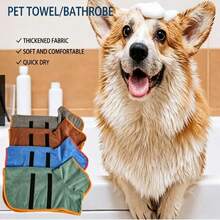 Dog Bathrobe For Large Dogs, Full Body Wrap Super Absorbent Quick Dry Pet Drying Robe, Adjustable Magic Sticker Coral Fleece, Machine Washable, For Bathing Swimming & Wet Walking, Suitable For Golden Retriever, Labrador, Border Collie, Samoyed - Grey - View 5