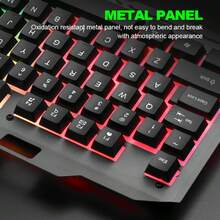 T-WOLF Gaming Keyboard And Mouse Set, Metal Plate Keyboard With Mechanical Feel, 104 Keys, RGB Backlit, 4-Button Wired LED Mouse - View 5