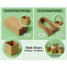 10/25/Pcs Succulent Packaging Bags Gift Boxes,Mini Square Kraft Paper Baskets With Handles, Suitable For Plants, Candies, Weddings, Bridal Showers, Parties And Other Events As Guest Favors.Packaging Bags. 50pcs(25 Bags +25 Ropes) - Multicolor - View 14